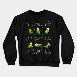 Green Budgie Ugly Christmas Pattern Crewneck Sweatshirt